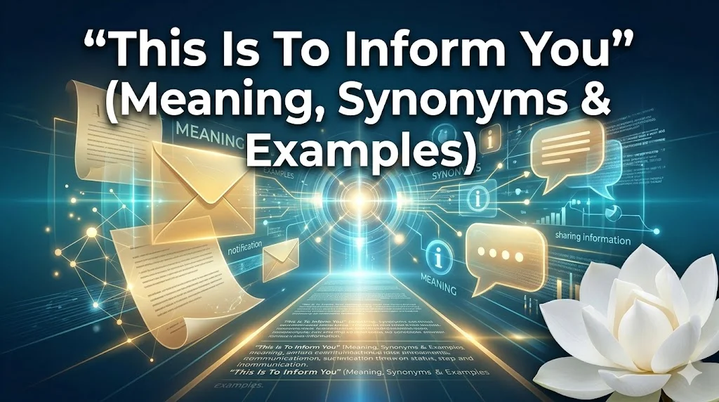 This Is To Inform You